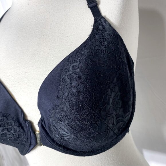 SOLD-La Senza So Free Black Lace Racerback Front Closure Bra 34DD - Picture 8 of 9